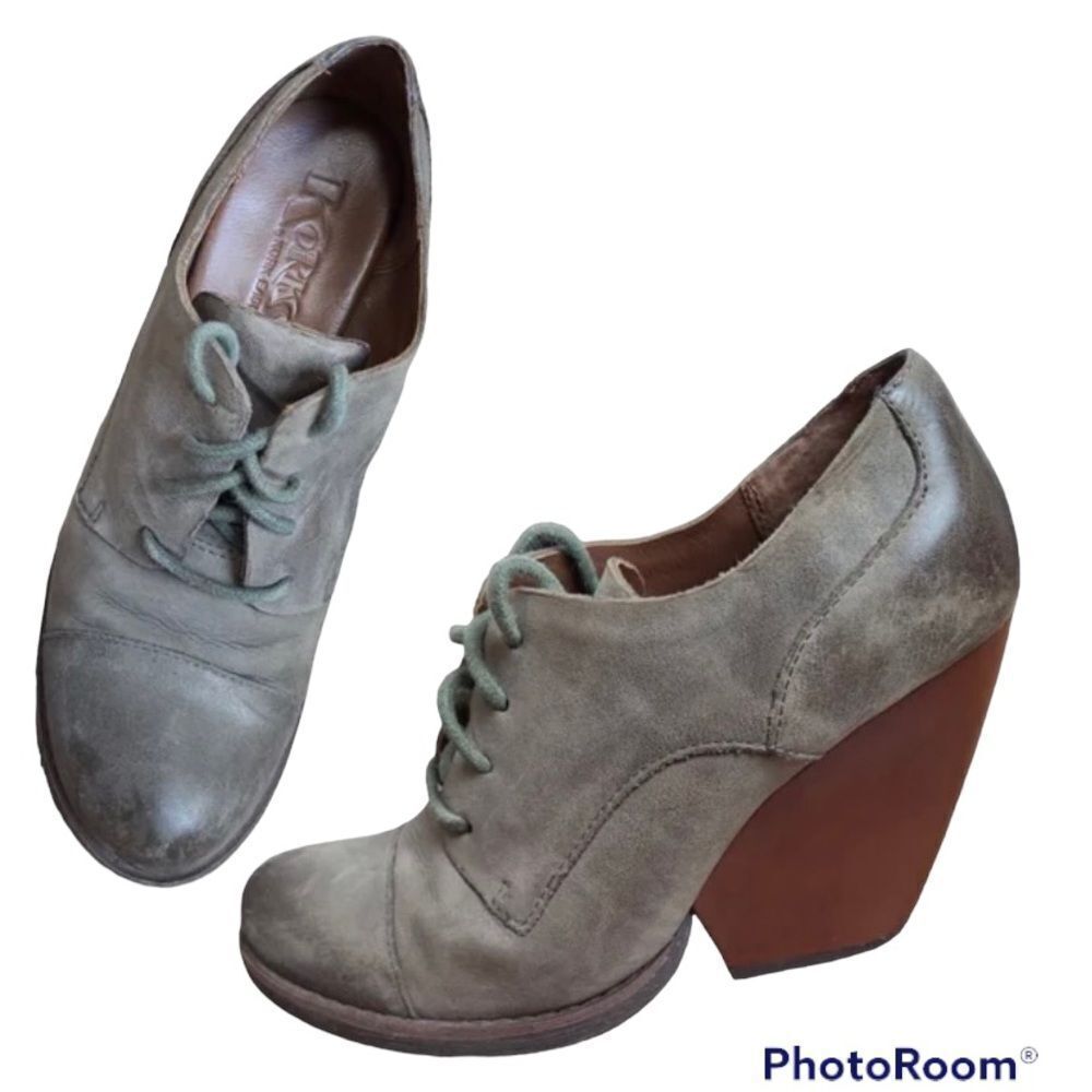 KORKS Kork-Ease Estella  olive green lace up leather ankle boots booties 9.5